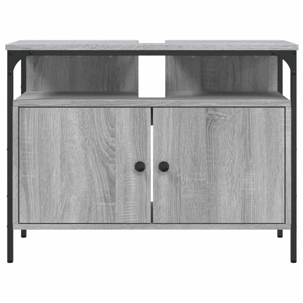 Mobile Lavabo Bagno Grigio Sonoma 80x30x60 cm SYFAX - Arredo Salvaspazio - 4