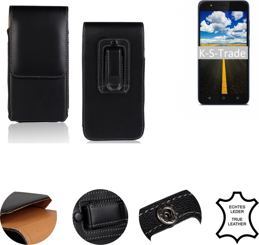 K-S-Trade Holster Gürtel Tasche für Gigaset GS270 Plus Handy Hülle leder schwarz, 1x