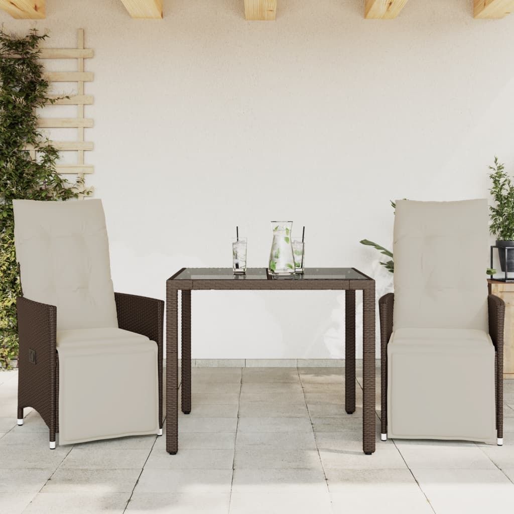 2025 Moderne Gartenmöbel Set Balkonmöbel-Set 3-tlg. Garten-Bistro-Set mit Kissen Braun Poly Rattan - Gartenmöbelgarnituren,Design 8116453 2parcel