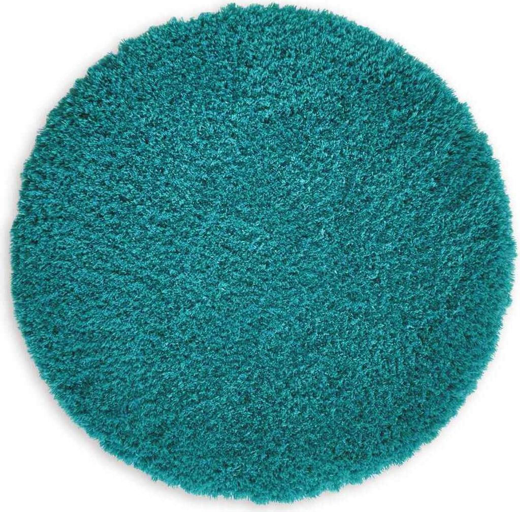 WohnDirect Hochflor Badematten Rund MALMÖ Petrol Ø 90 cm