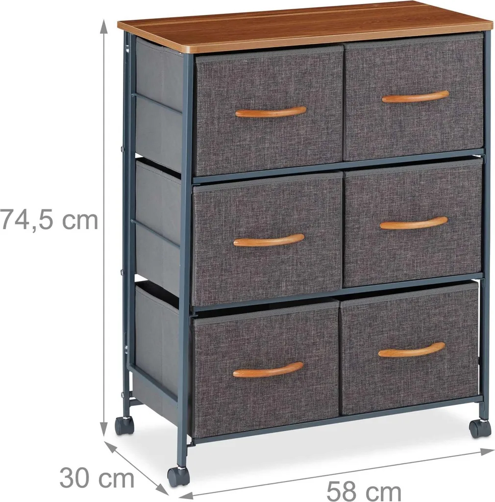 Petit caisson de rangement mobile Commode à roulettes compacte et grise - 3