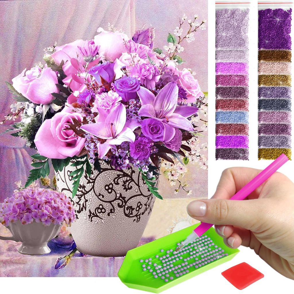 ARTULIO Diamond Painting Set - Violetter Blumenstrauß im Produktbild 