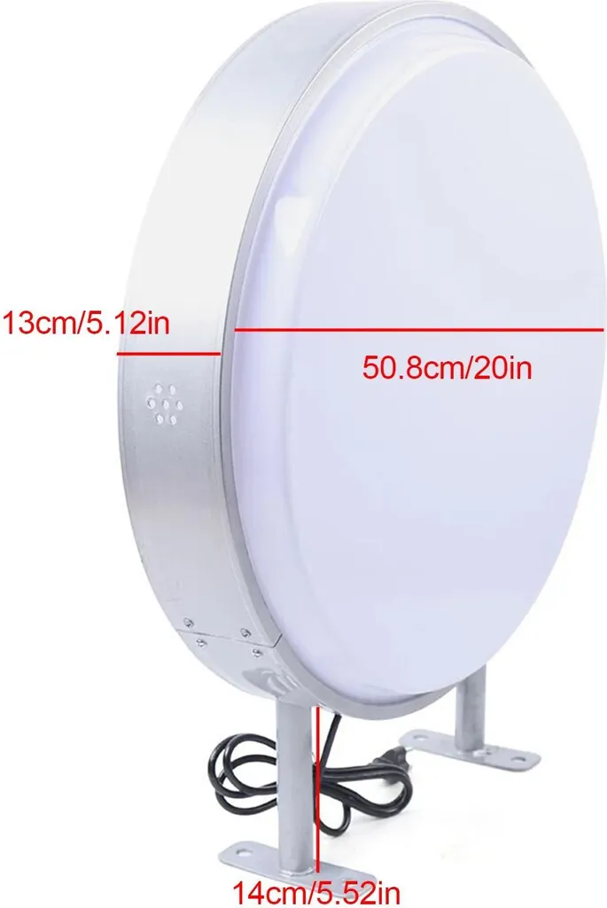 Panneau publicitaire LED circulaire double face jaune en acrylique 60cm