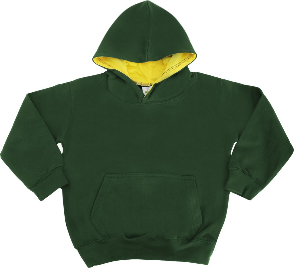 Awdis Kinder Kapuzen Pullover Varsity RW172 (9-11 Jahre (140)) (Forest Green/ Gold)