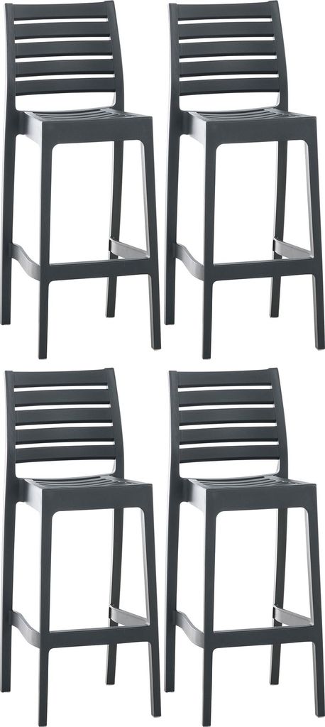 4er Set Barhocker TURAM - Kunststoff Dunkelgrau 45x51x105 cm | Barstuhl Mit Lehne Tresenhocker Tresenstuhl Kneipenhocker Kneipenstuhl