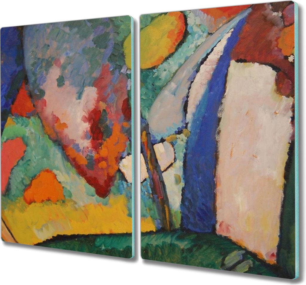 Coloray Küchenbrett Kochplattenabdeckung Hackbrett Schneidebrett Herdabdeckplatte 2x30x52 cm - Wasserfall Kandinsky