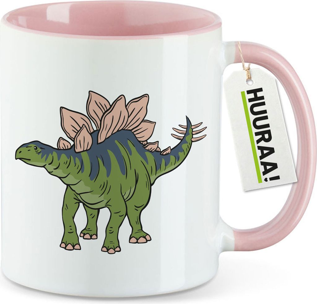 Huuraa Kaffeetasse Stegosaurus Dinosaurier 330ml Rosa Keramik Kaffeebecher Geschenkidee