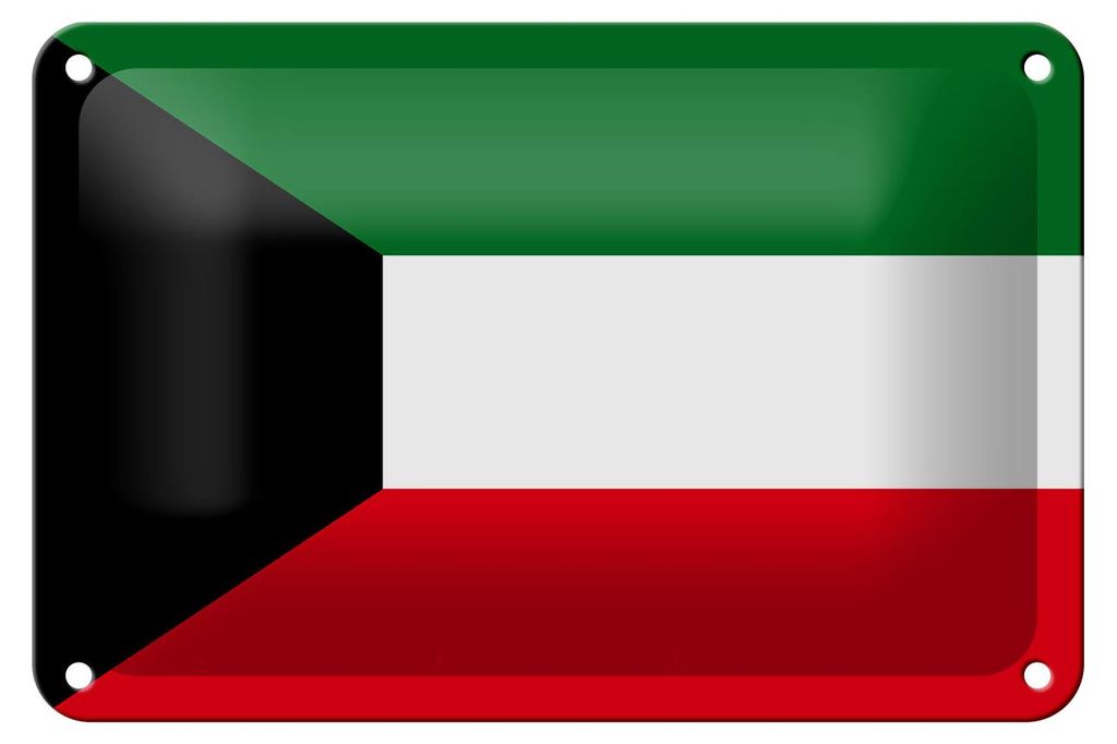 Blechschild Flagge Kuwaits 18x12cm Flag of Kuwait Dekoration