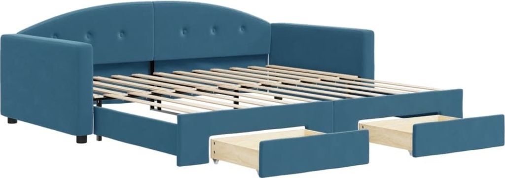 Tagesbett Ausziehbar mit Schubladen Blau 100x200 cm Samt