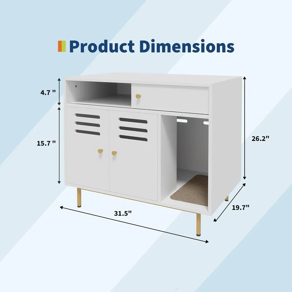 Table d'appoint pour chat avec compartiment litière caché coloris blanc - 6