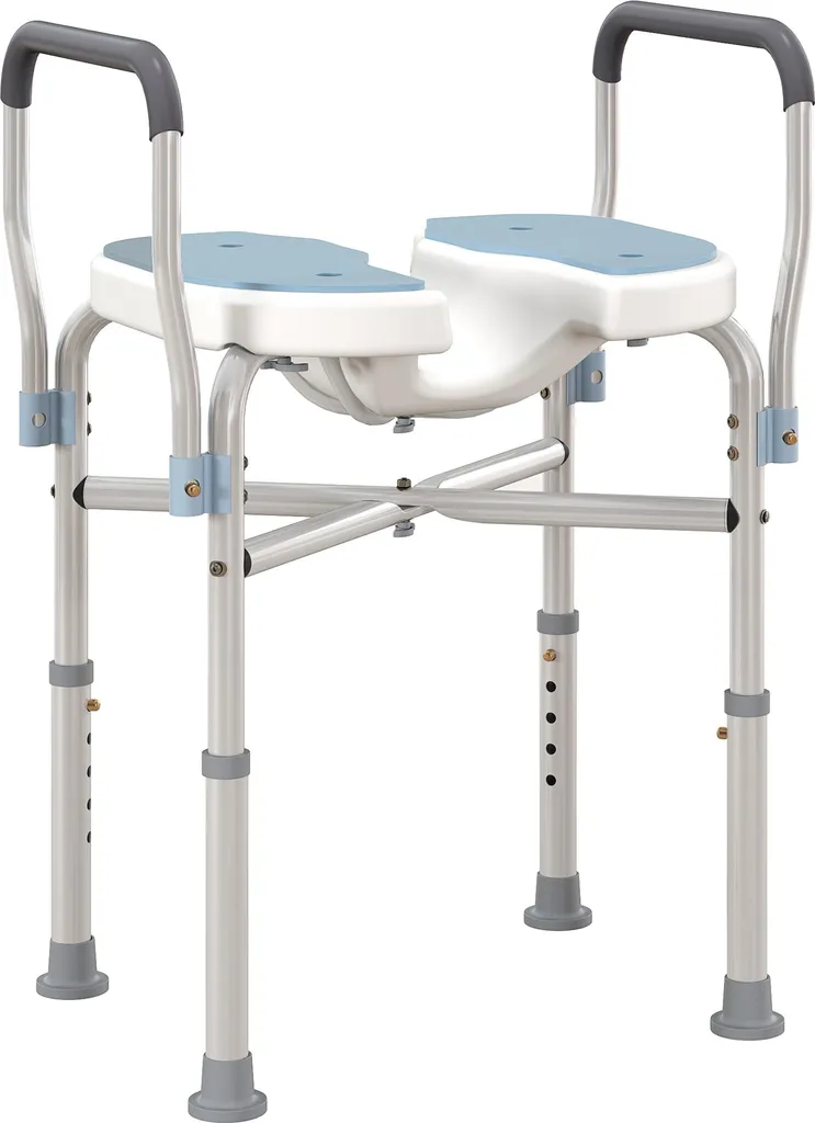 Tabouret de douche ergonomique pour seniors avec dossier et accoudoirs
