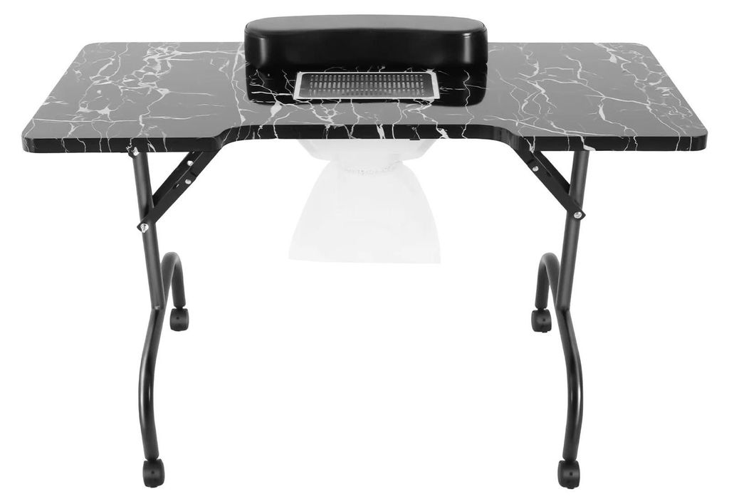 Maniküretisch / Nageltisch - Freistehend MT-015P - Rechteckig - 4 Rollen - Armpolster - 6 W Staubabsaugung - Netzbetrieb - Metallrahmen - Schwarz