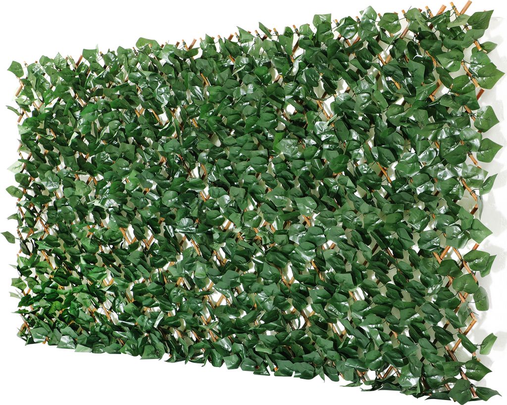 Erweiterbarer Gitterzaun aus Weide mit künstlichem Blattwerk aus Süßkartoffelblätter 100x200cm Sichtschutz Balkon Garten und Dekoration Wohnzimmer