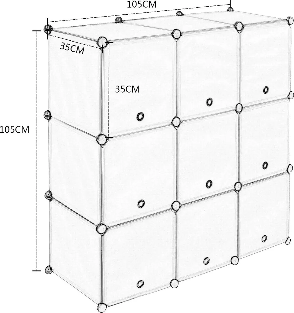 Étagère modulable DIY 9 cubes robuste 10kg par casier système ABS Noir - 4