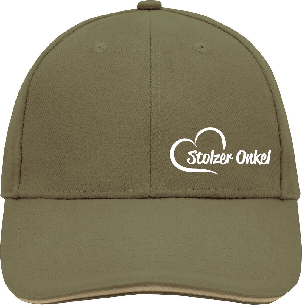 Huuraa Cappy Mütze Stolzer Onkel Herz Olive/Beige Baumwolle 6-Panel Kappe Geschenkidee