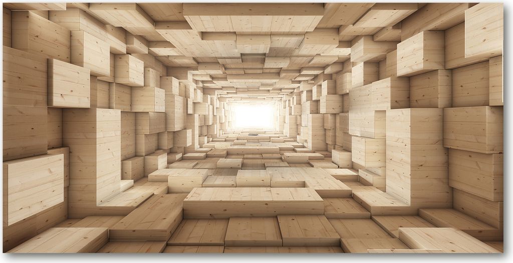 Tulup Leinwandbild - 140x70 cm - Wandkunst - Drucke auf Leinwand - Leinwanddruck - Kunst: modern & klassisch - Beige - Holztunnel