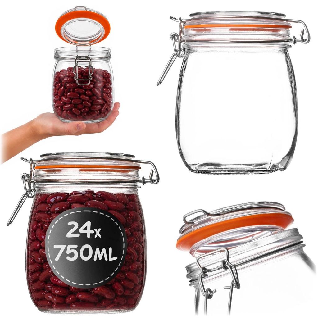 KADAX Einmachgläser 750ml mit Bügelverschluss, 24er Set, Produktbild 