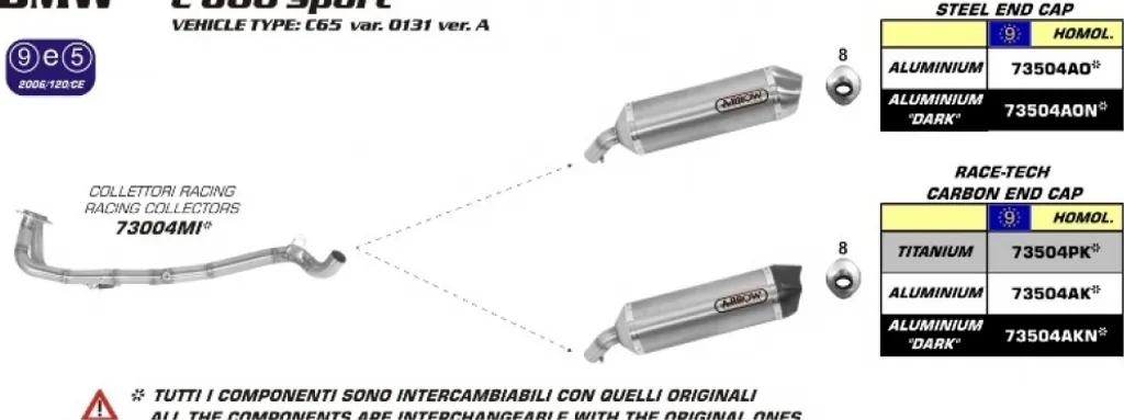Silencieux Arrow Race-Tech aluminium pour BMW C 600 Sport avec embout inox