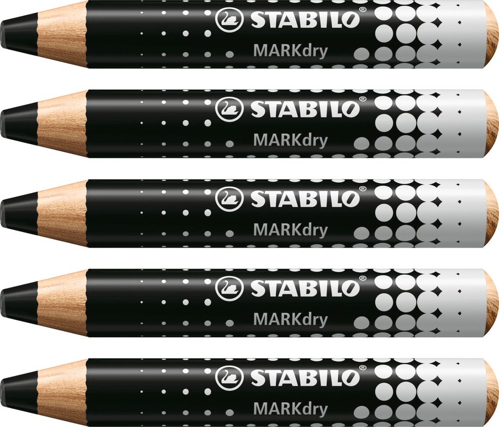 STABILO MARKdry, 5 Stück(e), Schwarz, Schwarz, Rund, Holz, 1 cm