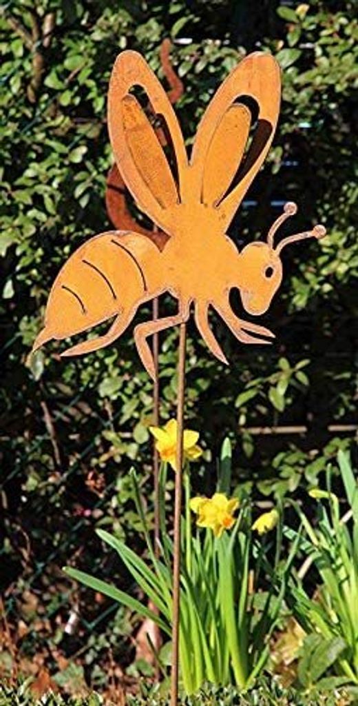 Gartenstecker Biene/Wespe 108cm Metall Rost Gartendeko Produktbild 