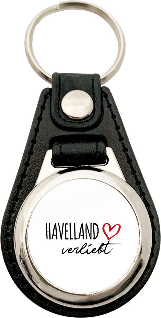 Huuraa Anhänger Havelland verliebt Geschenk Metall mit Kunstleder Einkaufswagenlöser Havelland Präsent