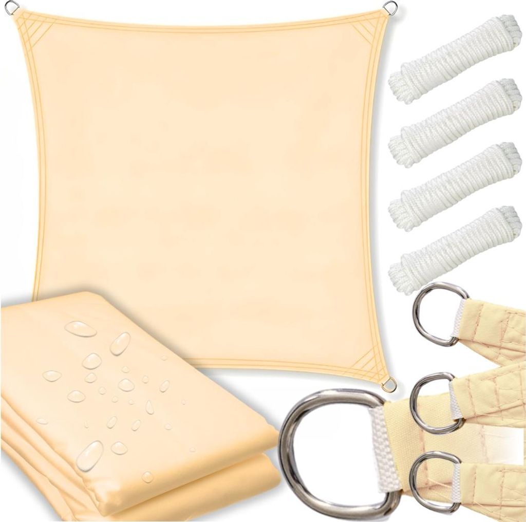 Sonnenschutzplane UV-Sonnensegel beige wasserdicht 3x3 m