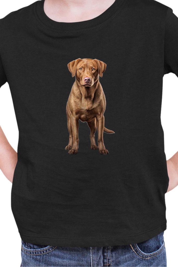 Kinder T-Shirt Dogs Breeds Chesapeake Bay Retriever Dog Breed 005, 9-11 Jahr - 140 / Schwarz