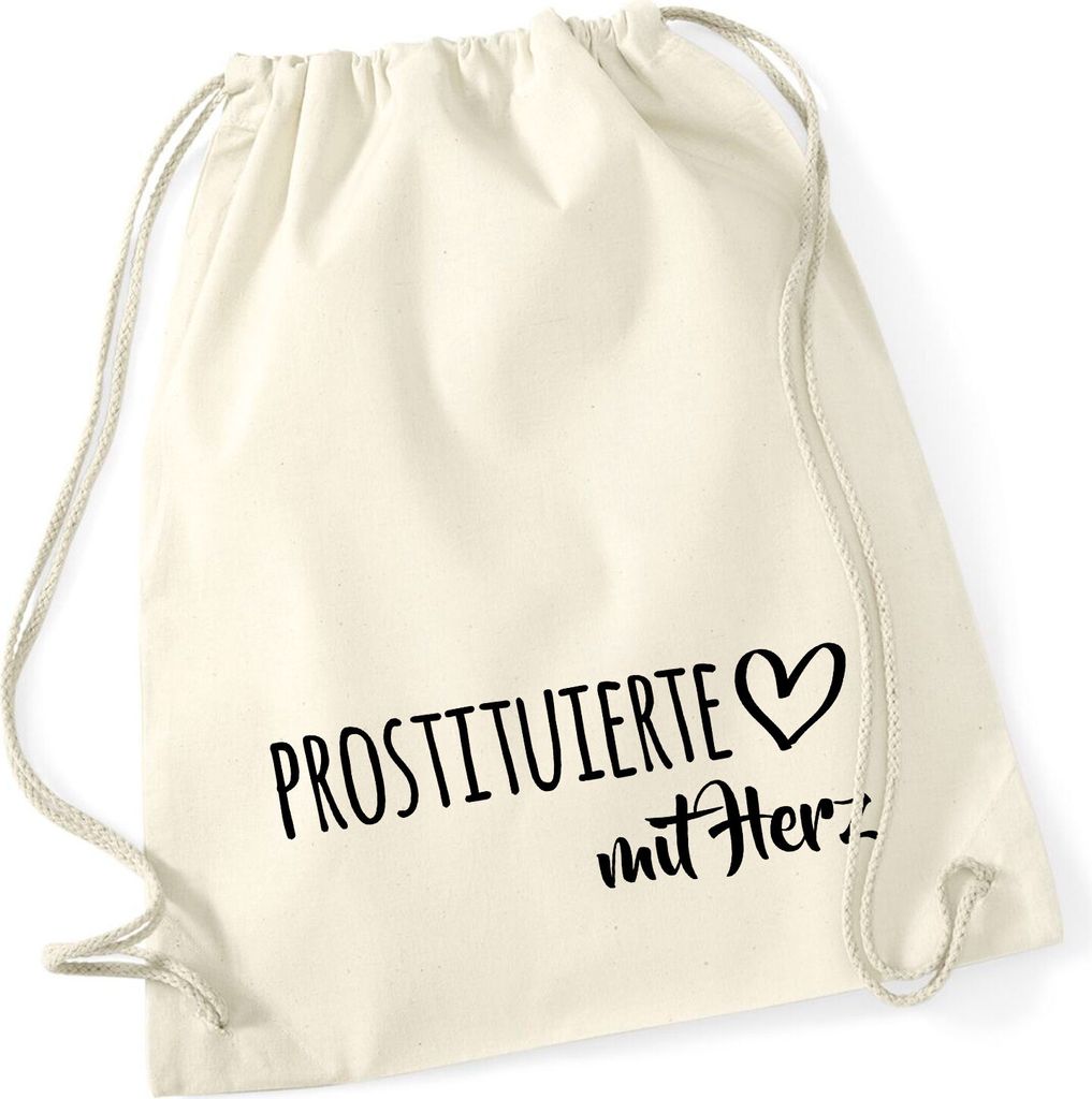 Huuraa Turnbeutel Prostituierte mit Herz 12 Liter Natural Baumwolle Rucksack Geschenkidee