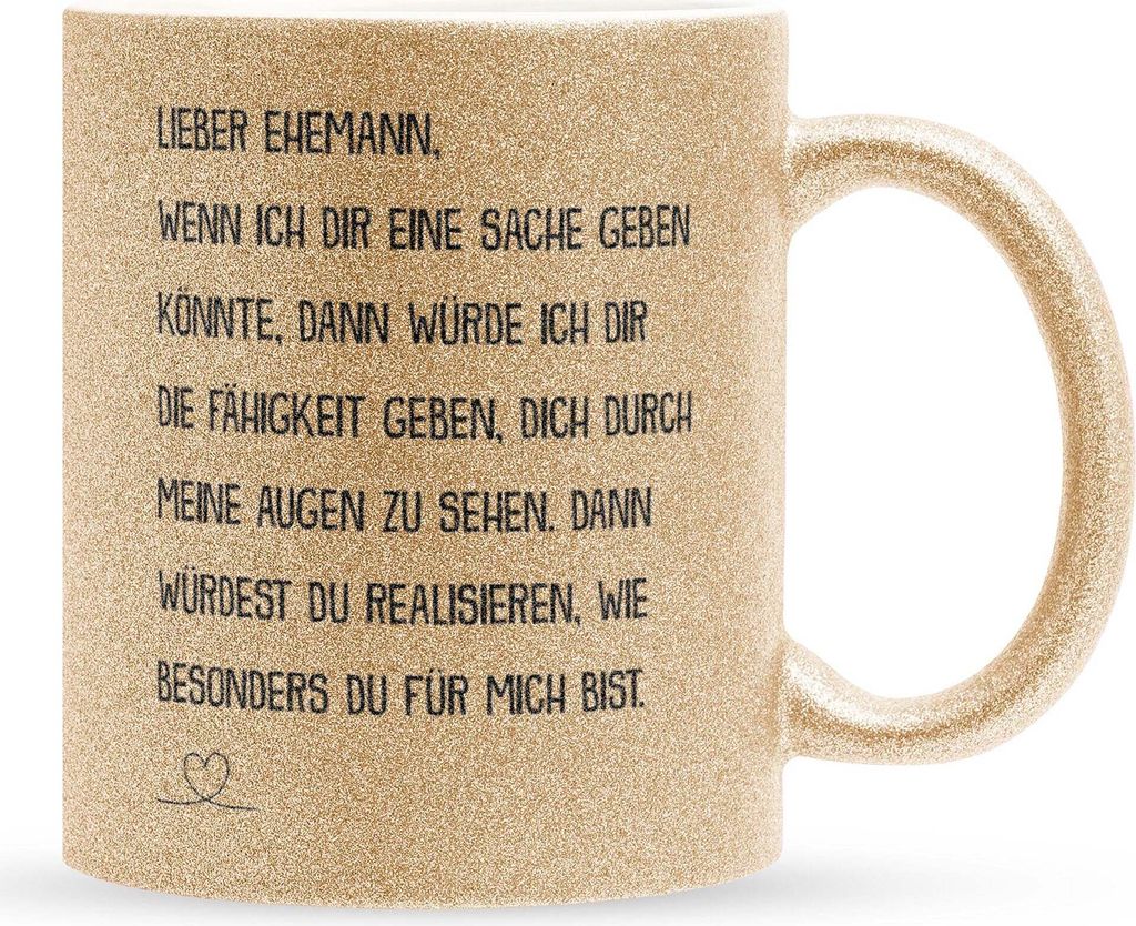 22Feels Glitzertasse Gold Ehemann Geschenk Erster Hochzeitstag Kaffeetasse Männer Hochzeitsjubiläum Ehepartner Valentinstag für Ihn Weihnachten ...
