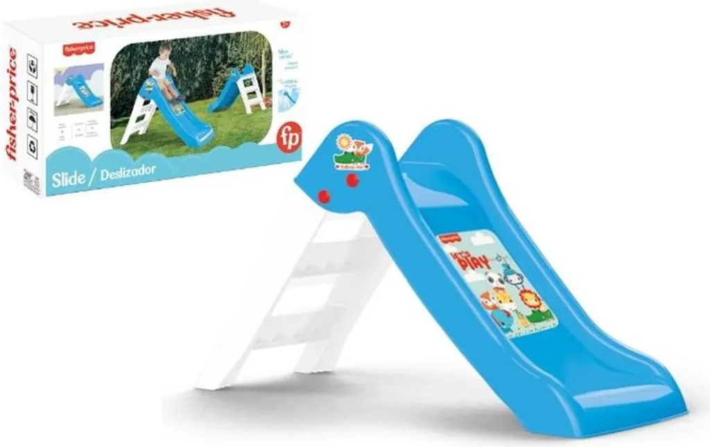 Toboggan Enfant Glijbaan Dolu - Aire de Jeux de Jardin 111cm Bleu Blanc