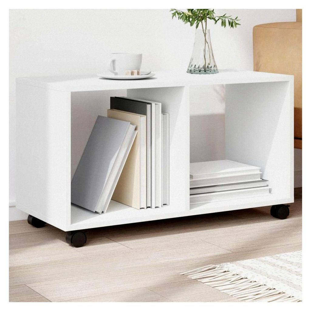 Rollschrank in Weiß, 72 x 33 x 42,5 cm, aus Holz, als Akzent- und Beistelltisch
