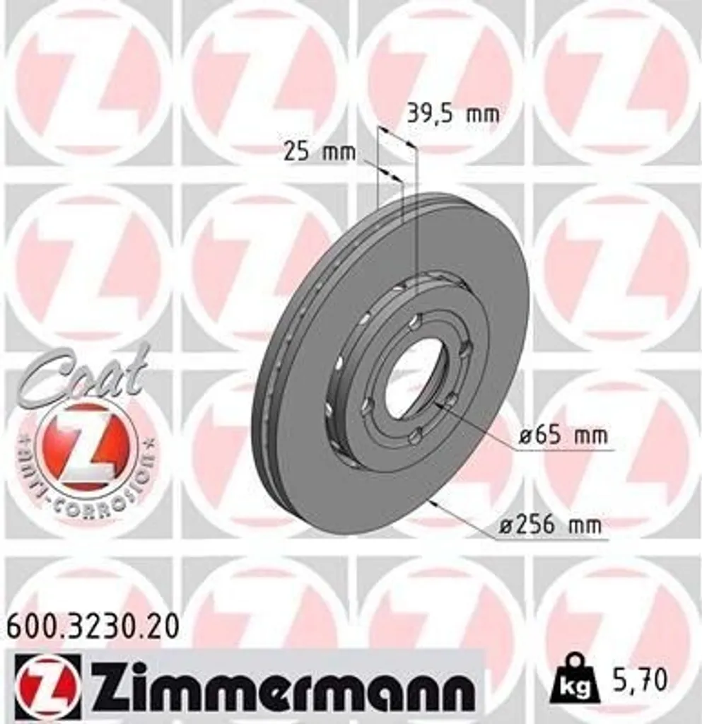 Disque de frein ventilé haute résistance Zimmermann pour Polo 6N