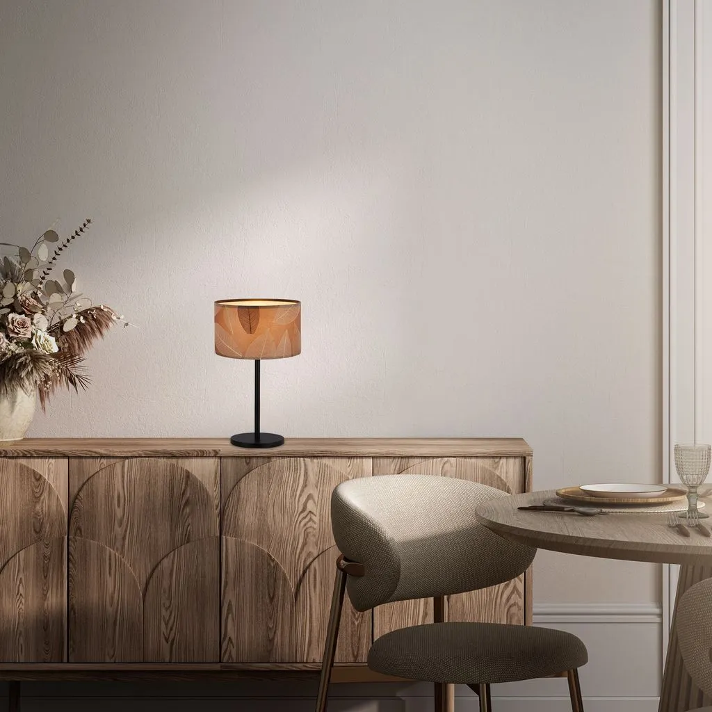 Lampe de table Briloner Mata décor feuilles E27 café 25x41,5 cm