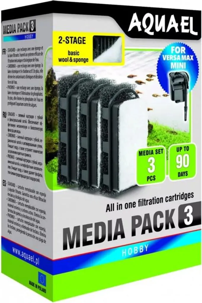 Set 3 Ricambi Originali Aquael Versamax Mini - Filtrazione Standard