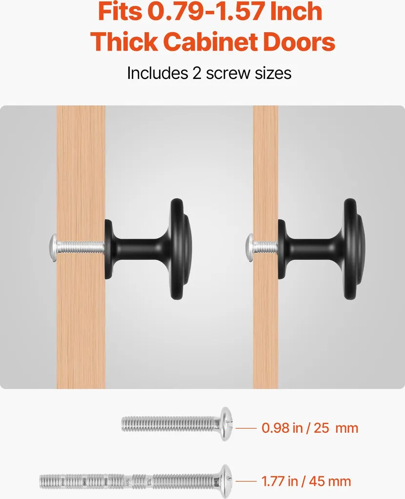 Poignées de Meubles pour Salle de Bain et Cuisine, Zinc Noir 31 mm