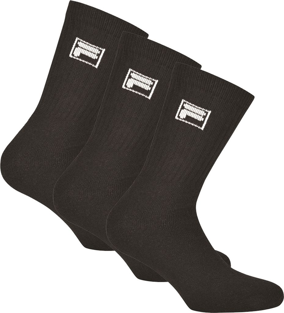 FILA Tennis Socken Herren Damen F9000 Crew 3 Paar - Farbe: Schwarz - Größe: 43-46