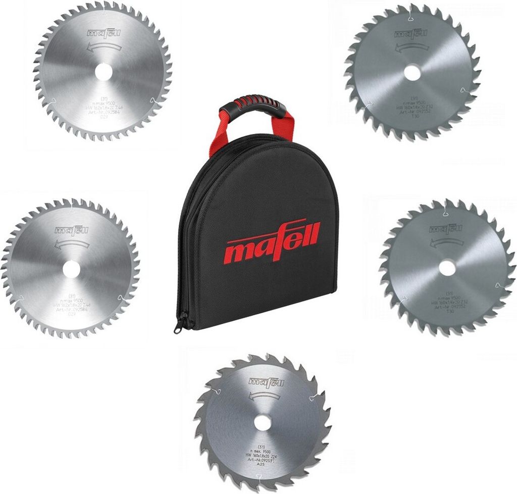 Mafell Sägeblatttasche TZ-SBT250 095260 + 5x HM-Sägeblätter WZ (3x 160 + 2x 162)