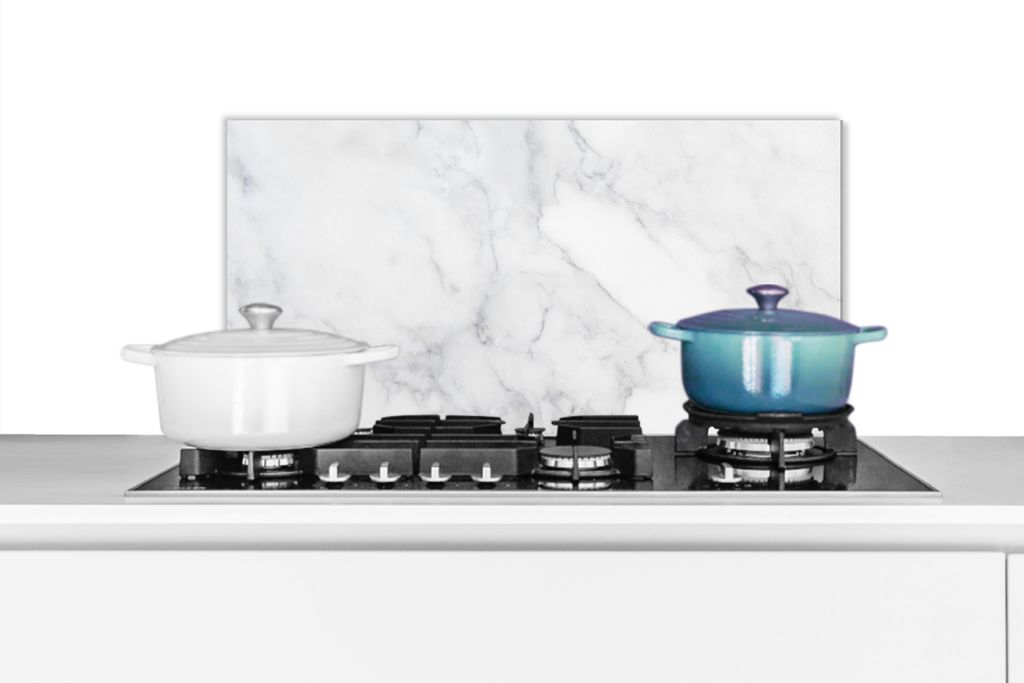 KitchenYeah Spritzschutz Küche - Küchenrückwand - Wandschutz für Herd und Spüle - Marmor - Weiß - Grau - Luxus - Marmoroptik - Stein 70x30 ...