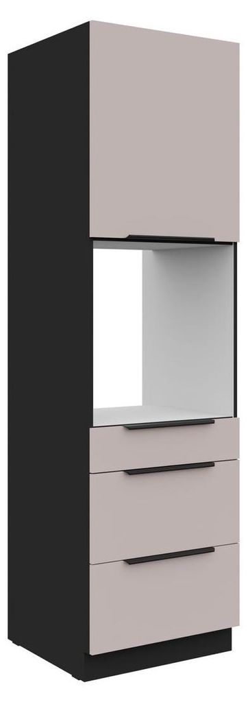 Küchen Hochschrank 60 cm ARONA Kaschmir beige + Schwarz Produktbild 