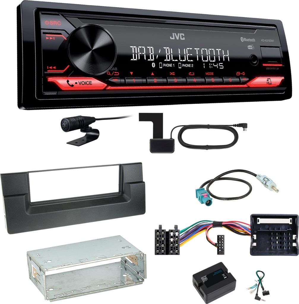 JVC KD-X272DBT Digitalradio Bluetooth USB Einbauset für BMW 5er E39 ab 10/2000