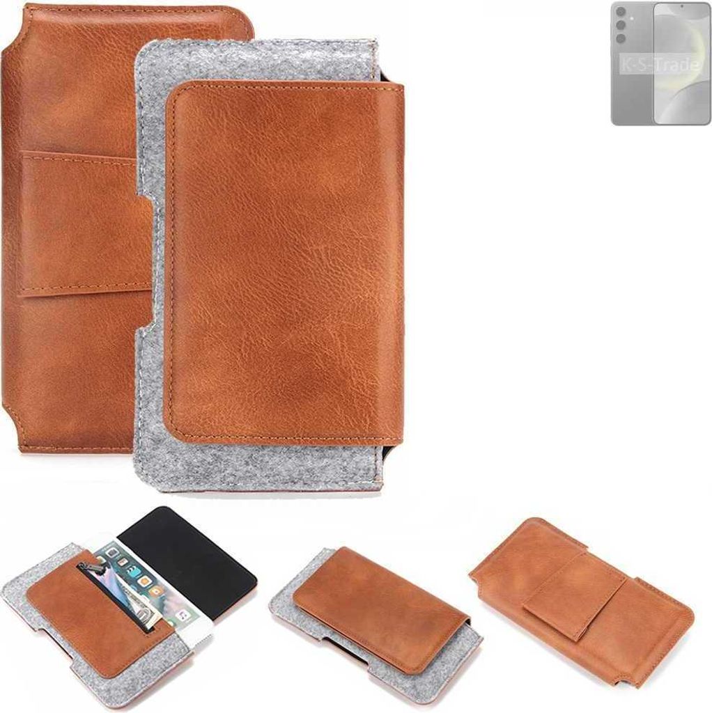 K-S-Trade Handyhülle Schutzhülle kompatibel mit Samsung Galaxy S24+ Exynos Gürteltasche Holster Gürtel Tasche Smartphone Tasche Handy Hülle Po...