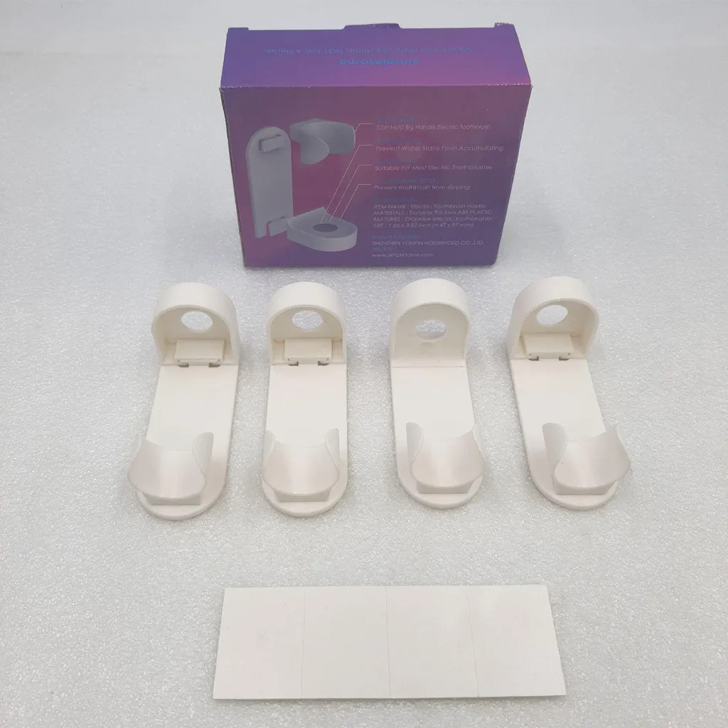 Organiseur brosses à dents électriques 4 pièces en ABS robuste blanc - 4