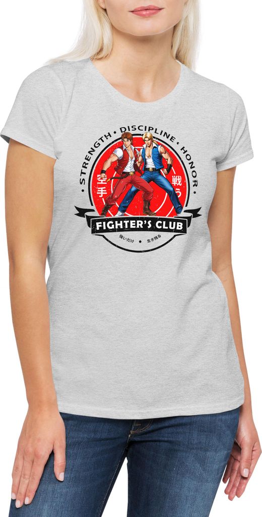Urban Backwoods Fighter's Club Dragon Brothers I, Damen T-Shirt, Farbe: Hellgrau, Größe: L