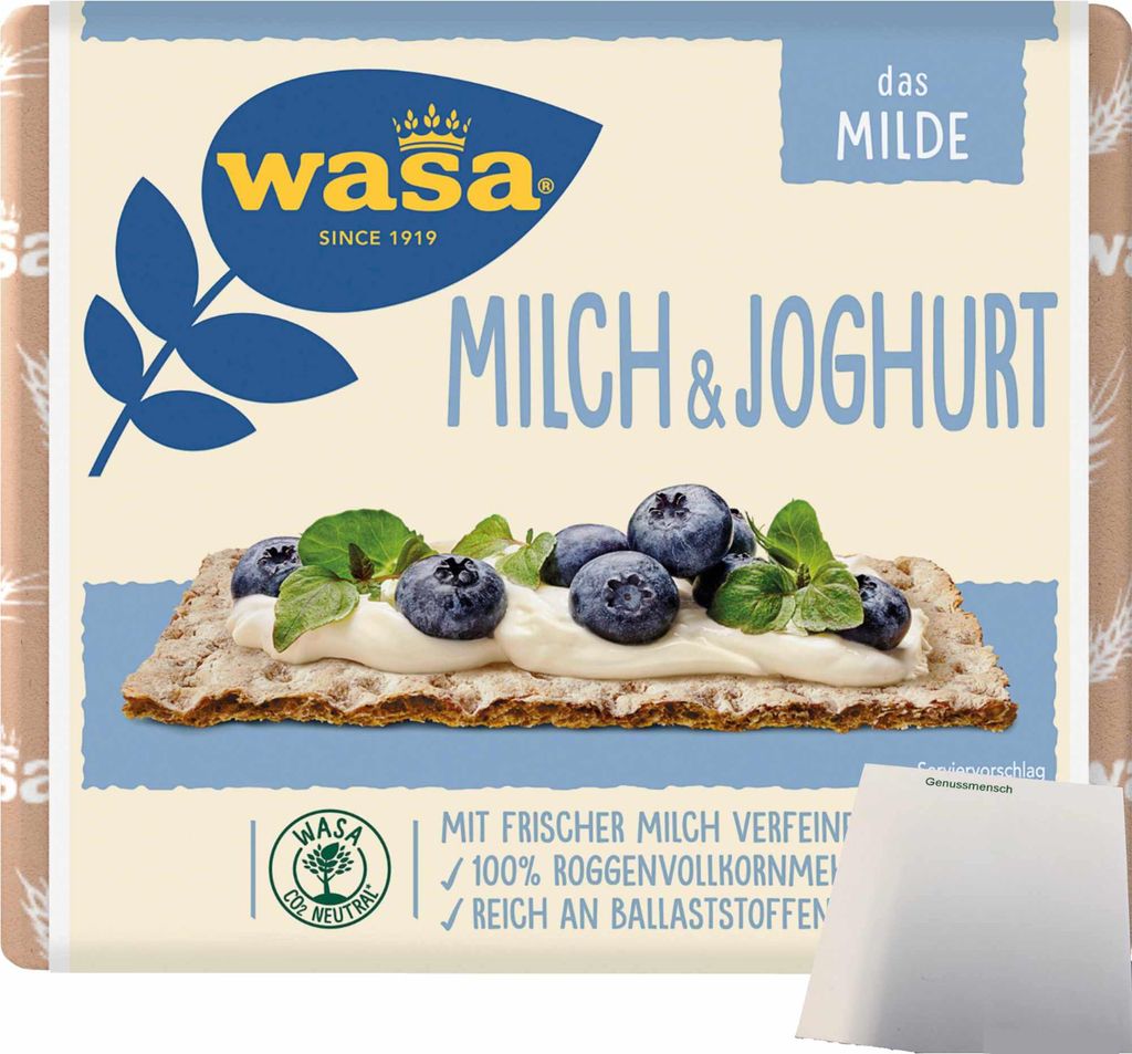 Wasa Milch & Joghurt Knäckebrot (230g Packung) + usy Block
