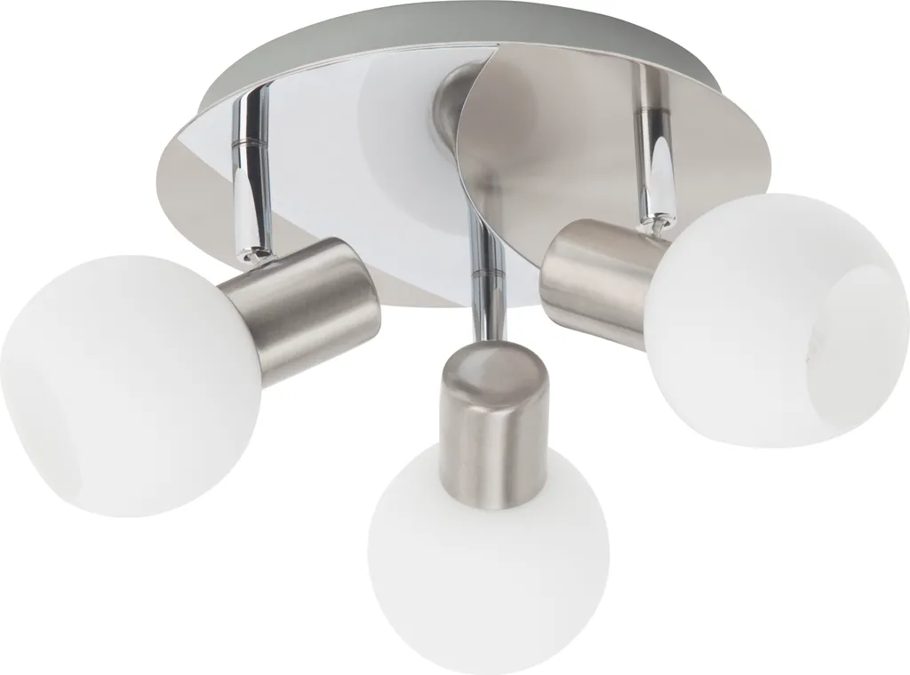 Luminaire de plafond pivotant Tiara 3 lumières en verre blanc et acier