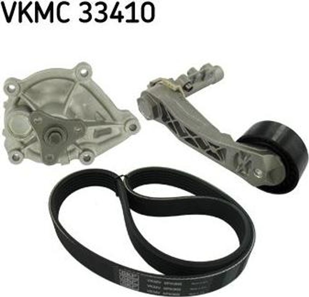 SKF VKMC 33410 Wasserpumpe + Keilrippenriemensatz OE 11517550484 kompatibel mit C4, C5, Berlingo, C3, C4er, DS3, DS4, DS5, Mini, Clubman, 2008, 207...