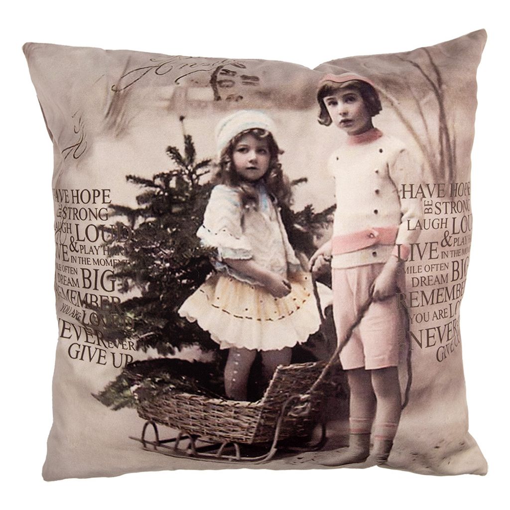 Clayre & Eef Kissenbezug 45x45 cm Beige Polyester Kinder Produktbild 