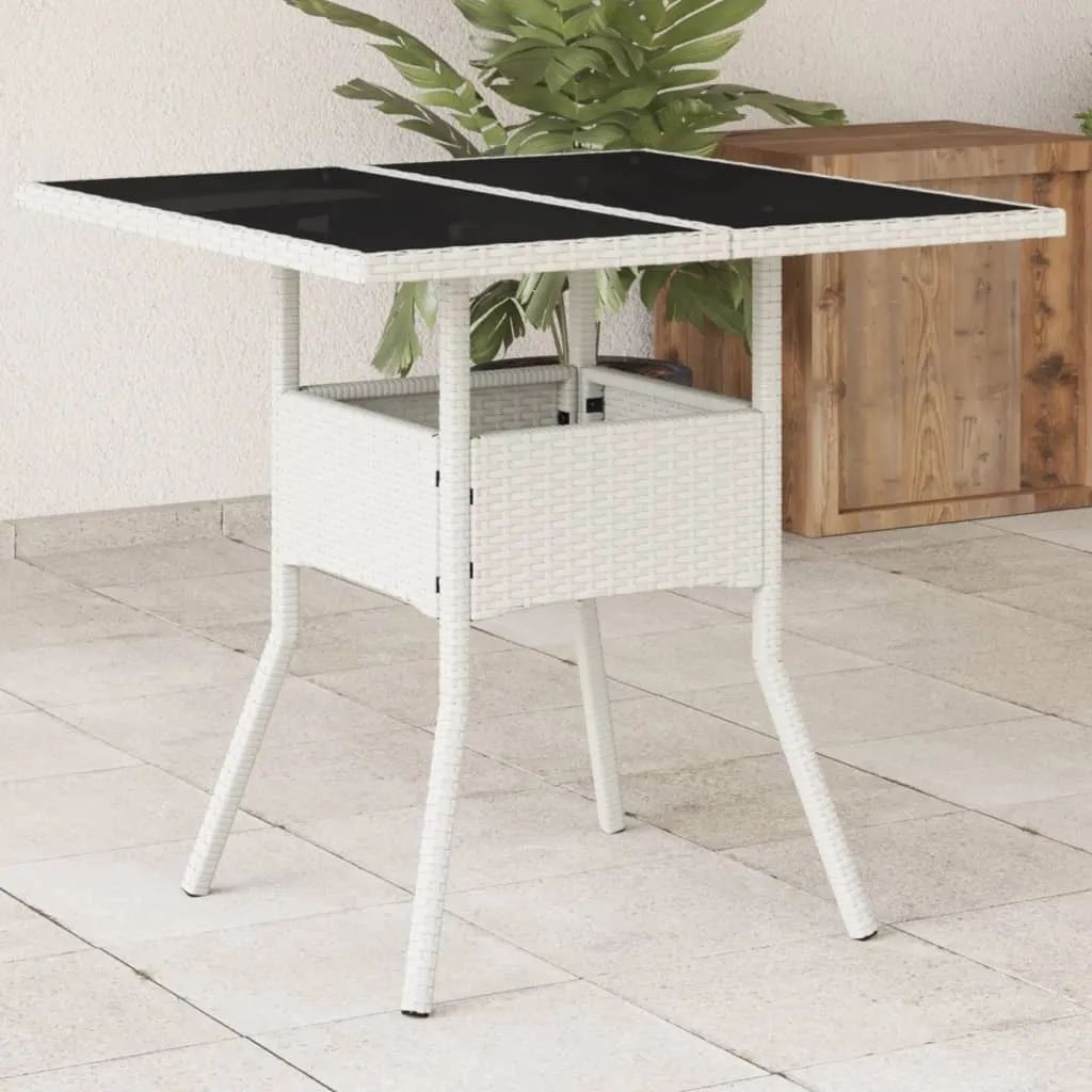 Offerta Tavolo Giardino Bianco 80x80 Vetro Rattan | Prezzo Stock