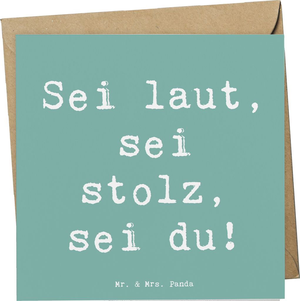 Mr. & Mrs. Panda Grußkarte Spruch Sei du Mutig - Meeresbrise - Geschenk, Vertrauem, doppelkarte, Authentizität, laut, Zuversicht, anlasskarte, Kr...
