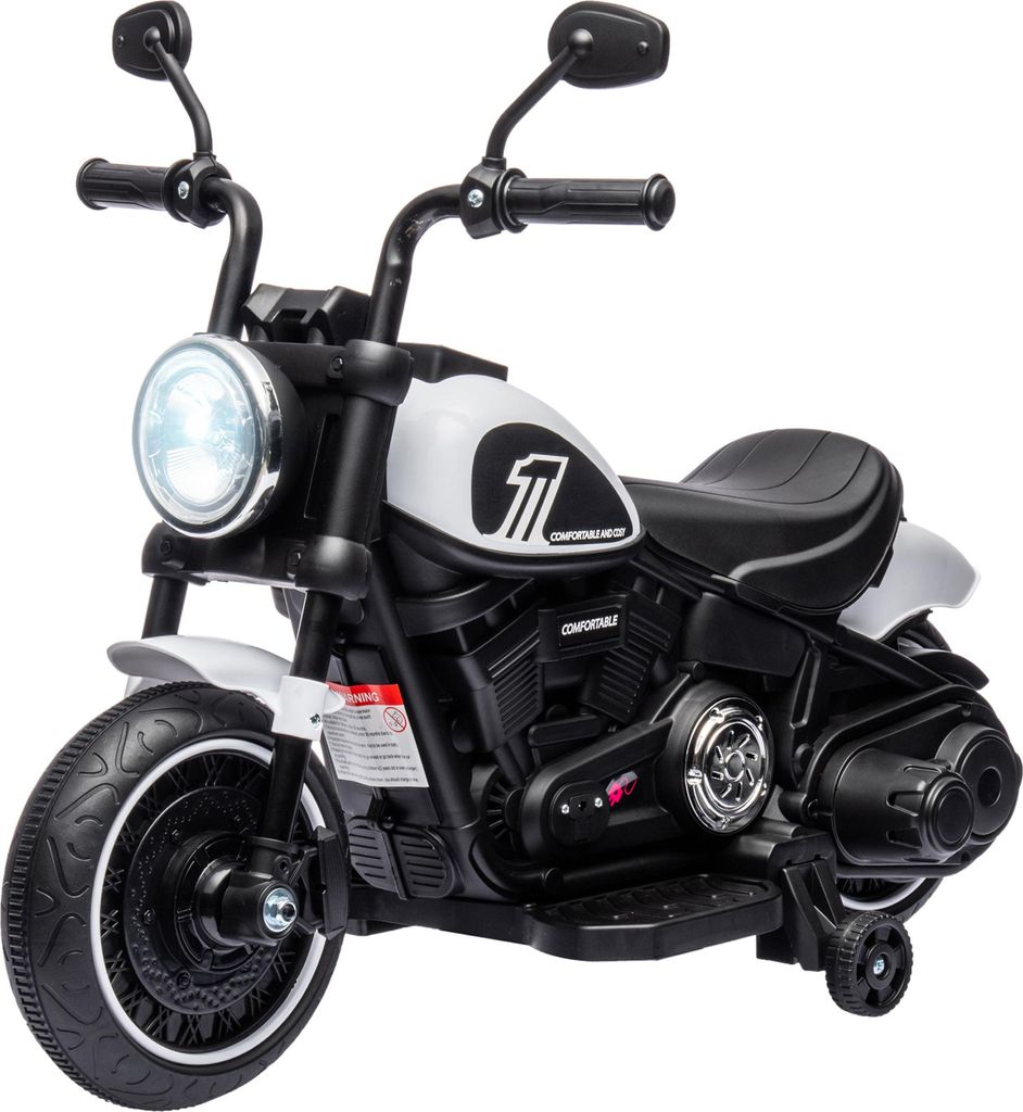 Elektro-Kindermotorrad, LED-Scheinwerfer, abnehmbare Stützräder, bequemer Sitz, Rot/Schwarz